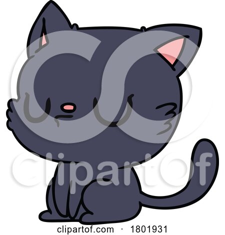 Cartoon Clipart Stubborn Black Cat by lineartestpilot