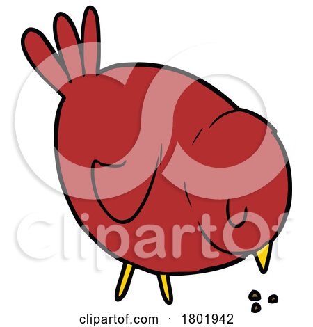 Cartoon Clipart Bird Eating Seed by lineartestpilot