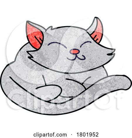 Cartoon Clipart Resting Gray Cat by lineartestpilot