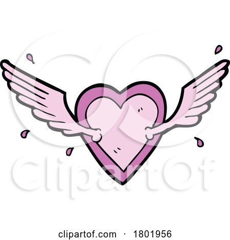 Cartoon Clipart Winged Heart by lineartestpilot