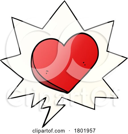 Cartoon Clipart Heart in a Speech Bubble by lineartestpilot
