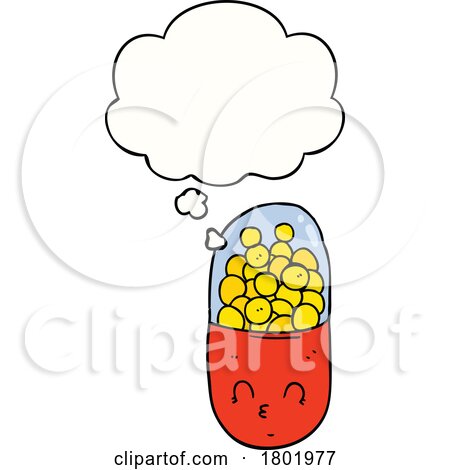 Cartoon Clipart Thinking Pill Tablet by lineartestpilot