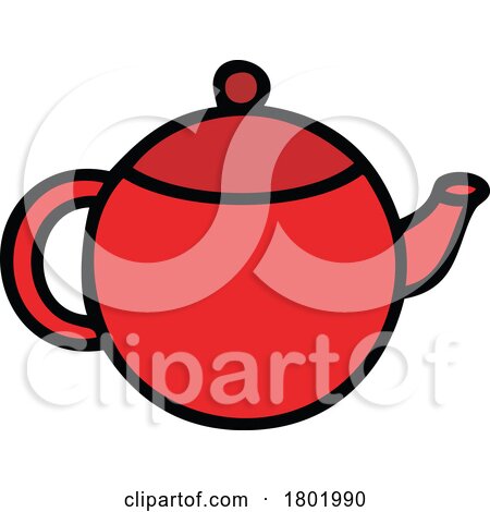 Cartoon Clipart Red Tea Pot by lineartestpilot