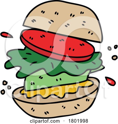 Cartoon Clipart Veggie Burger by lineartestpilot