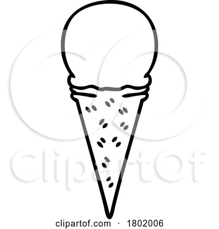 Cartoon Clipart Black and White Ice Cream Cone by lineartestpilot