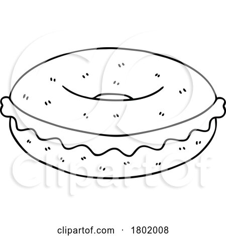 Cartoon Clipart Bagle with Cheese by lineartestpilot