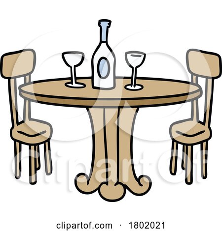Cartoon Clipart Table with Wine by lineartestpilot