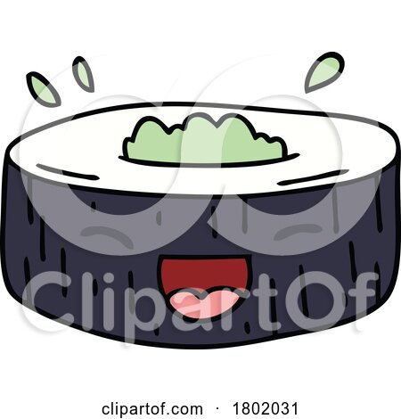 Cartoon Clipart Laughing Sushi by lineartestpilot
