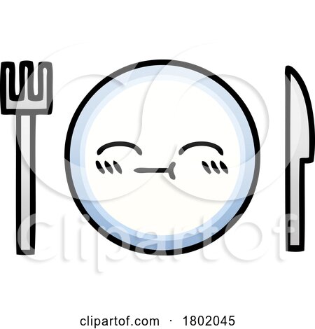 Cartoon Clipart Plate and Silverware by lineartestpilot