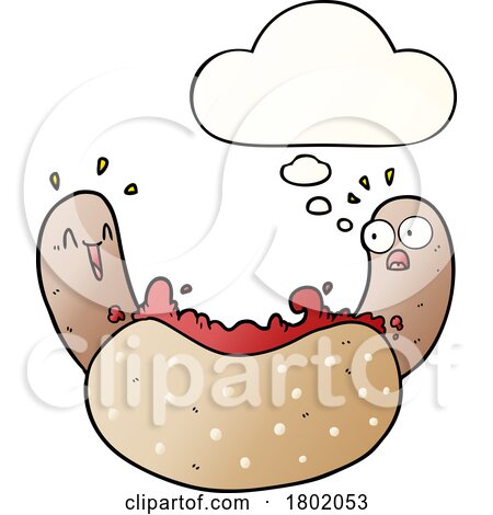 Cartoon Clipart Thinking Hot Dog by lineartestpilot