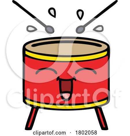 Cartoon Clipart Drum Mascot by lineartestpilot
