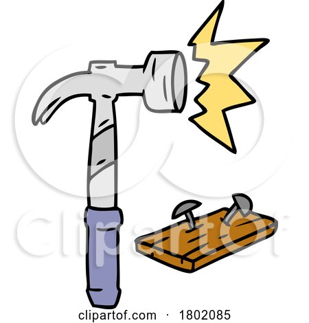Cartoon Clipart Hammer and Nails by lineartestpilot