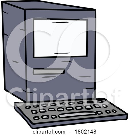 Cartoon Clipart Vintage Computer by lineartestpilot