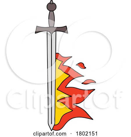 Cartoon Clipart Sword with Flames by lineartestpilot