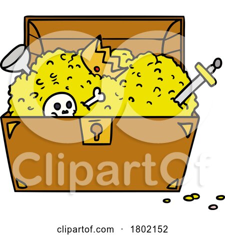 Cartoon Clipart Sword in a Treasure Chest by lineartestpilot