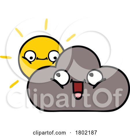 Cartoon Clipart Sun and Cloud by lineartestpilot