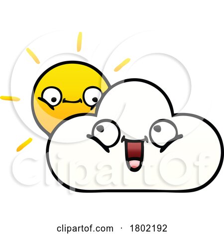 Cartoon Clipart Sun and Cloud by lineartestpilot
