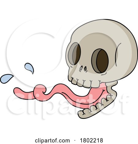 Cartoon Clipart Skull Sticking Its Long Tongue out by lineartestpilot