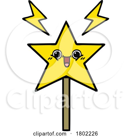 Cartoon Clipart Happy Magic Wand by lineartestpilot