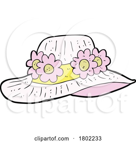 Cartoon Clipart Pink Floral Summer Hat by lineartestpilot