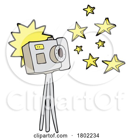 Cartoon Clipart Camera on a Tripod by lineartestpilot