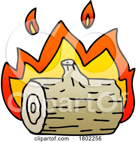 Cartoon Clipart Burning Log by lineartestpilot