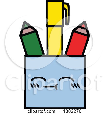 Cartoon Clipart Pencil Cup by lineartestpilot
