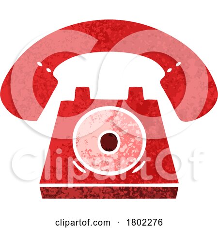 Cartoon Clipart Red Desk Telephone by lineartestpilot