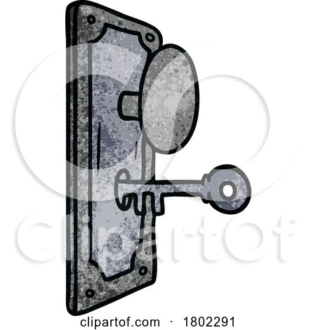 Cartoon Clipart Key in a Lock by lineartestpilot