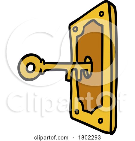 Cartoon Clipart Key in a Lock by lineartestpilot