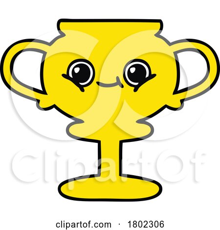 Cartoon Clipart Happy Trophy by lineartestpilot