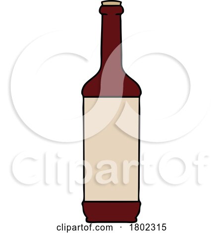 Quirky Hand Drawn Cartoon Wine Bottle by lineartestpilot