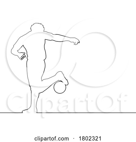 Soccer Football Player Line Silhouette Outline by AtStockIllustration