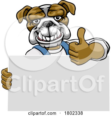 Bulldog Painter Handyman Mechanic Plumber Cartoon by AtStockIllustration