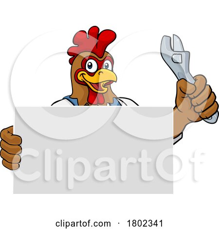 Chicken Mechanic Plumber Spanner Wrench Handyman by AtStockIllustration