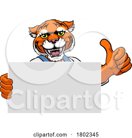 Tiger Painter Handyman Mechanic Plumber Cartoon by AtStockIllustration