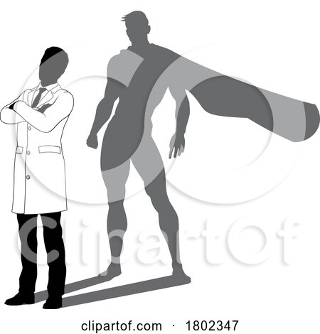 Superhero Scientist Super Hero Shadow Silhouette by AtStockIllustration