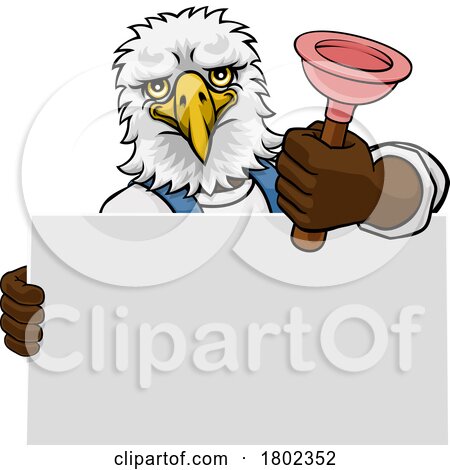 Plumber Eagle Plunger Cartoon Plumbing Mascot by AtStockIllustration