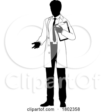 Scientist Engineer Survey Clipboard Man Silhouette by AtStockIllustration