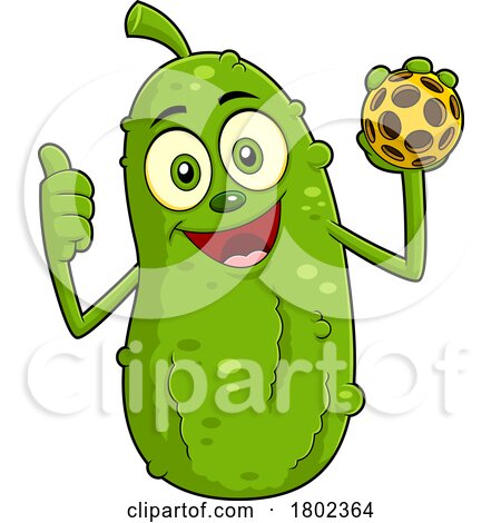 Cartoon Clipart Pickleball Pickle Mascot Giving a Thumb up by Hit Toon