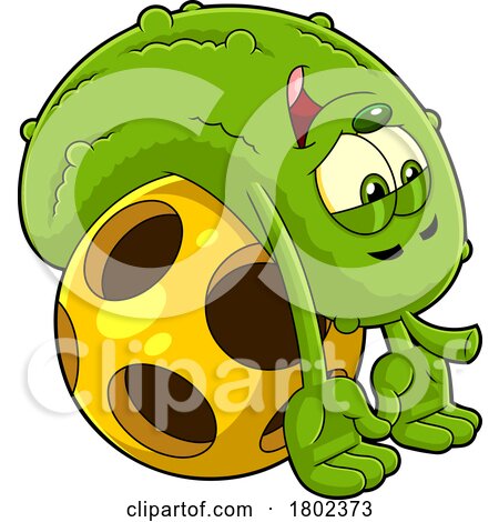 Cartoon Clipart Pickleball Pickle Mascot Stretching Its Back over a Ball by Hit Toon
