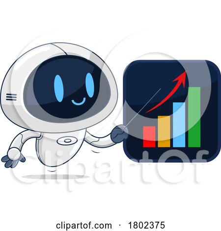 Cartoon Clipart Robot Showing a Growth Chart by Hit Toon