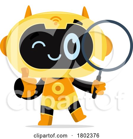 Cartoon Clipart Robot Searching by Hit Toon