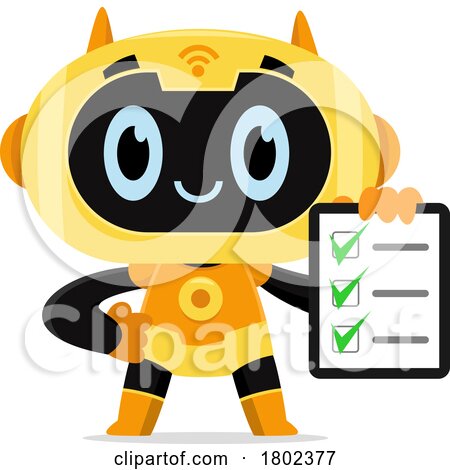Cartoon Clipart Robot Holding a Check List by Hit Toon