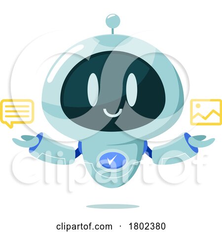 Cartoon Clipart Robot Holding Message and Photo Icons by Hit Toon
