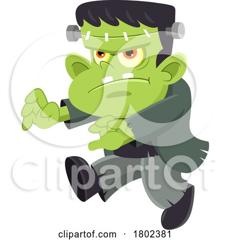 Cartoon Clipart Halloween Frankenstein Walking by Hit Toon