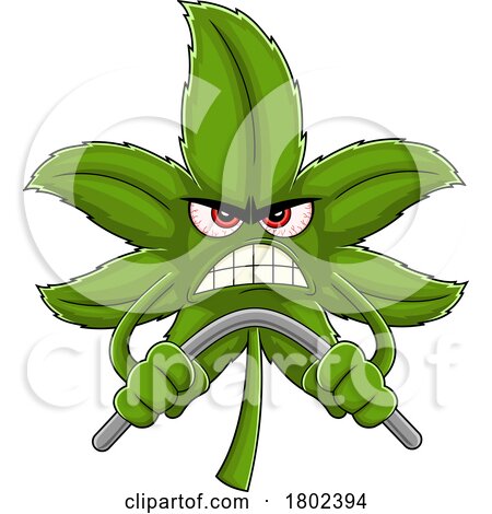 Cartoon Clipart Mad Cannabis Marijuana Pot Leaf Character by Hit Toon