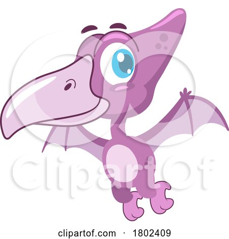 Cartoon Clipart Cute Flying Pterodactyl Dinosaur by Hit Toon