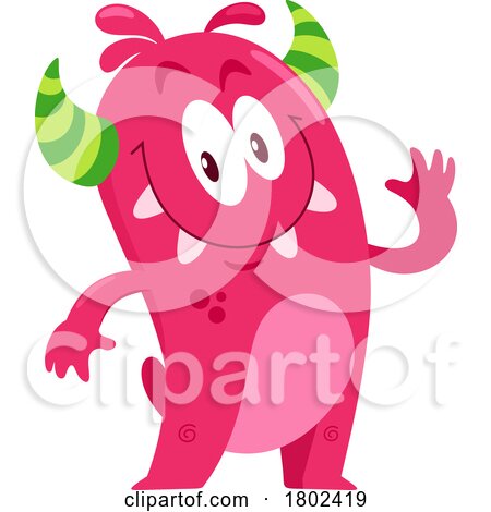 Cartoon Clipart Waving Monster by Hit Toon