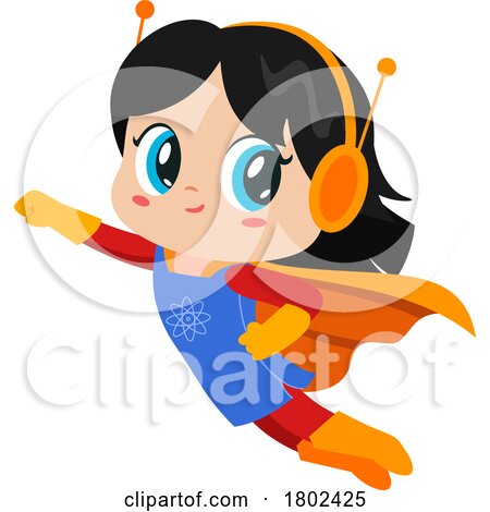 Cartoon Clipart Super Girl Flying by Hit Toon